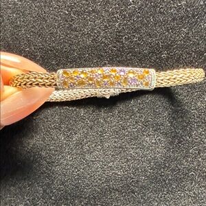 John Hardy 18k Gold and Silver Bracelet with With Yellow and Purple Stones